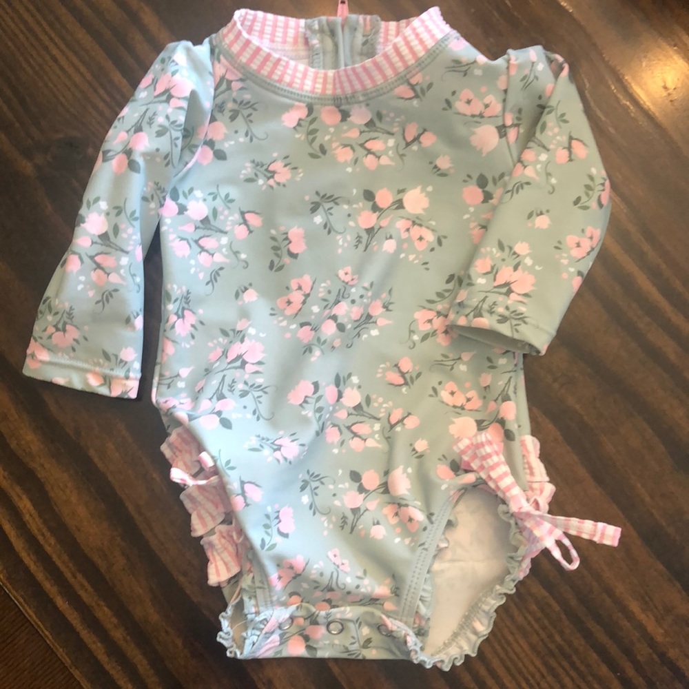 EUC Ruffle Butts 3-6m girls floral swim